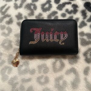Juicy Couture Black And Pink Bedazzled Wallet